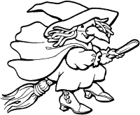 A coloring page of witches